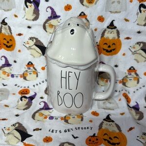 Rae Dunn Hey Boo Ghost Topper Halloween Mug